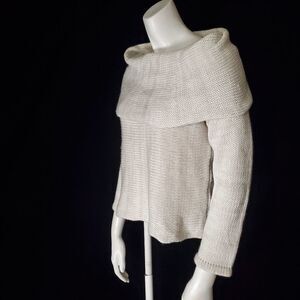 Seek the Label Cream & White Cowl Neck Sweater (S)